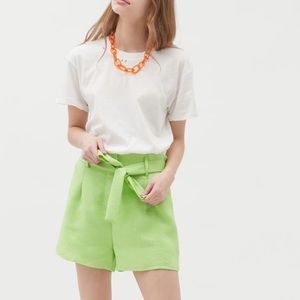 J.O.A Linen Paperbag Short Lime Green